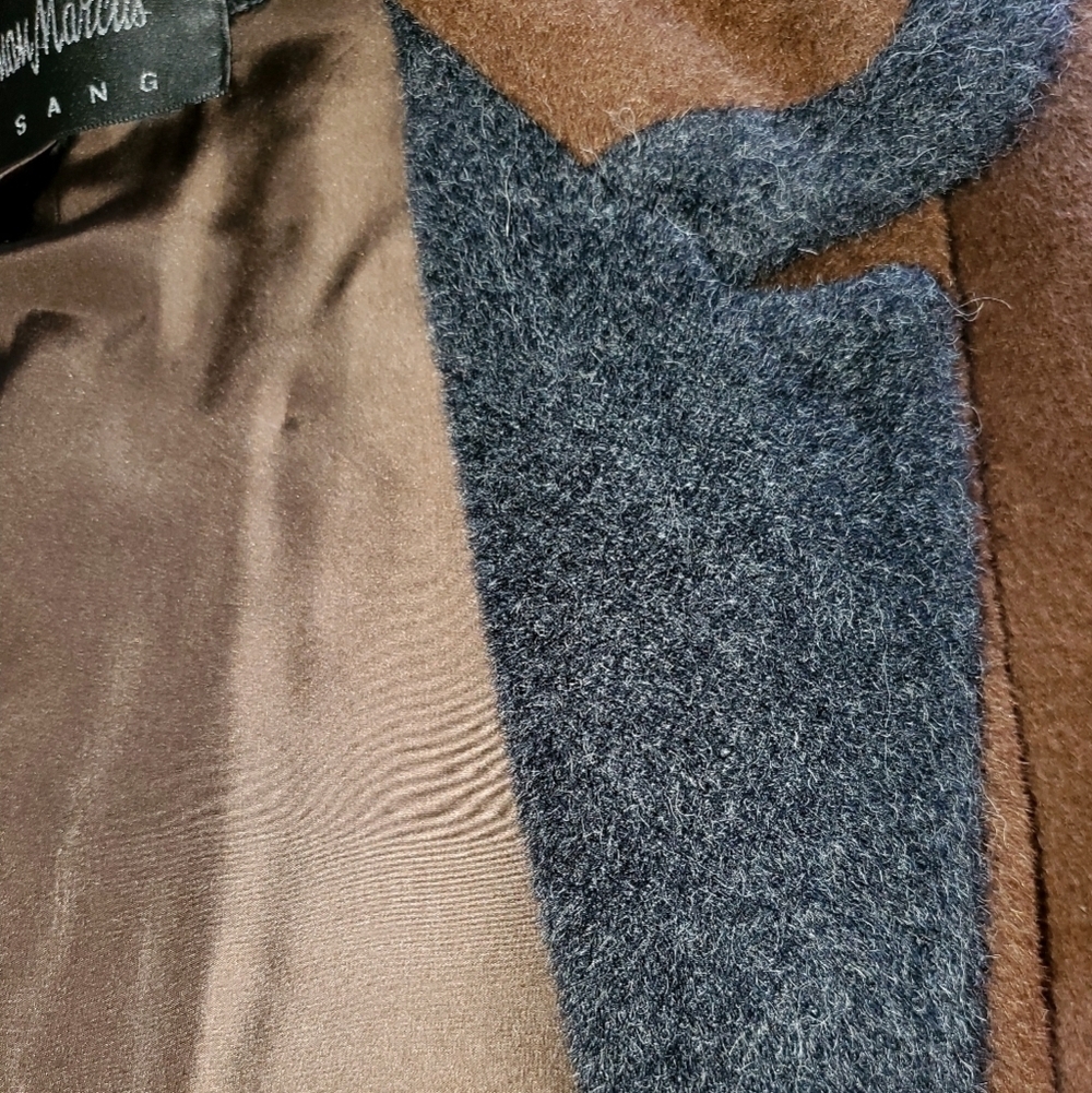 Neiman Marcus Bisang Agnona Alpaca Long Brown Coat Size 8P - Picture 8 of 14